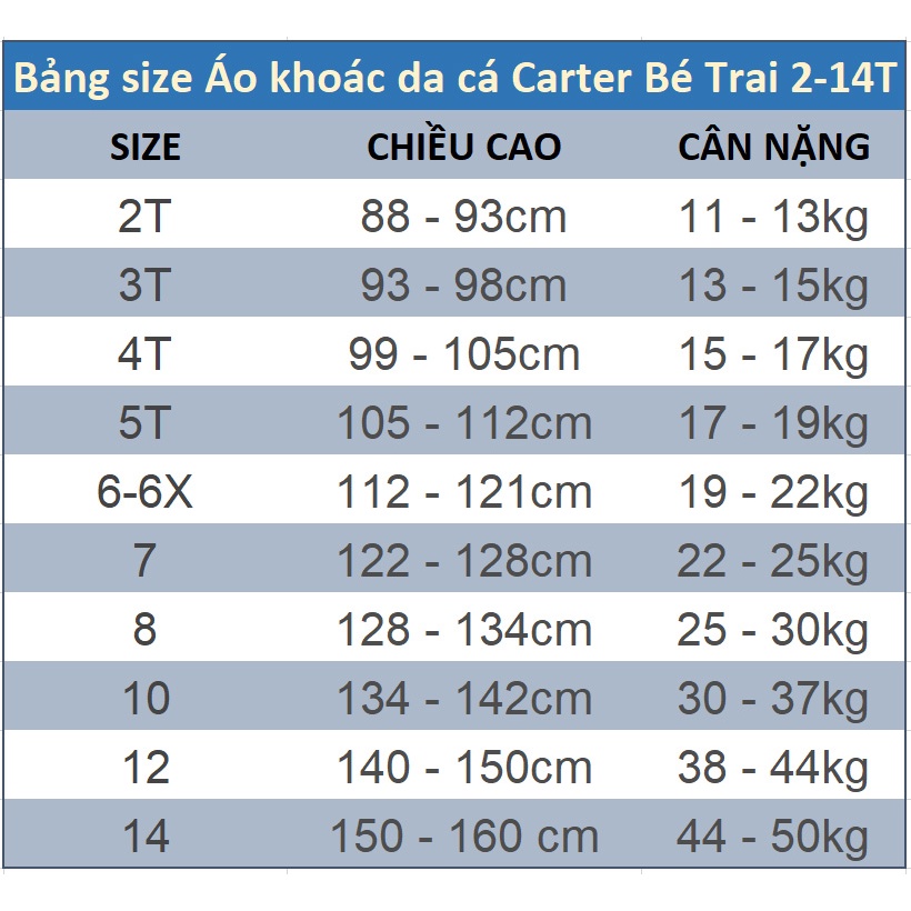 Áo khoác da cá bé trai 2-14T  CA VNXK 100% cotton mềm mại, thoáng mát. Áo khoác bé trai cấp 1, 2, teen