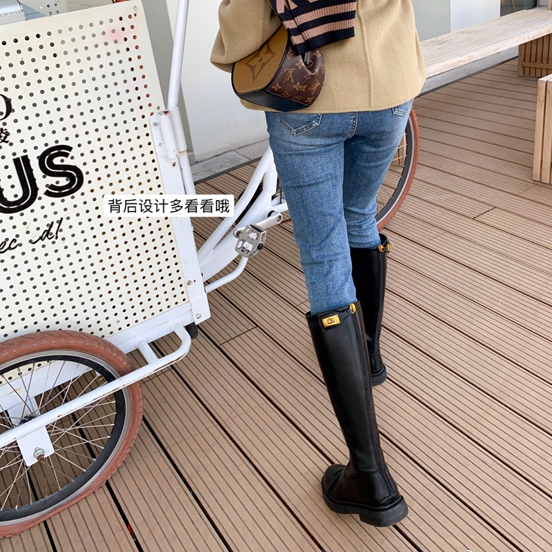 Giày boots bệt Martin dây kéo sau đế dày khóa vàng khóa chiến binh ulzzang Hàn Quốc
