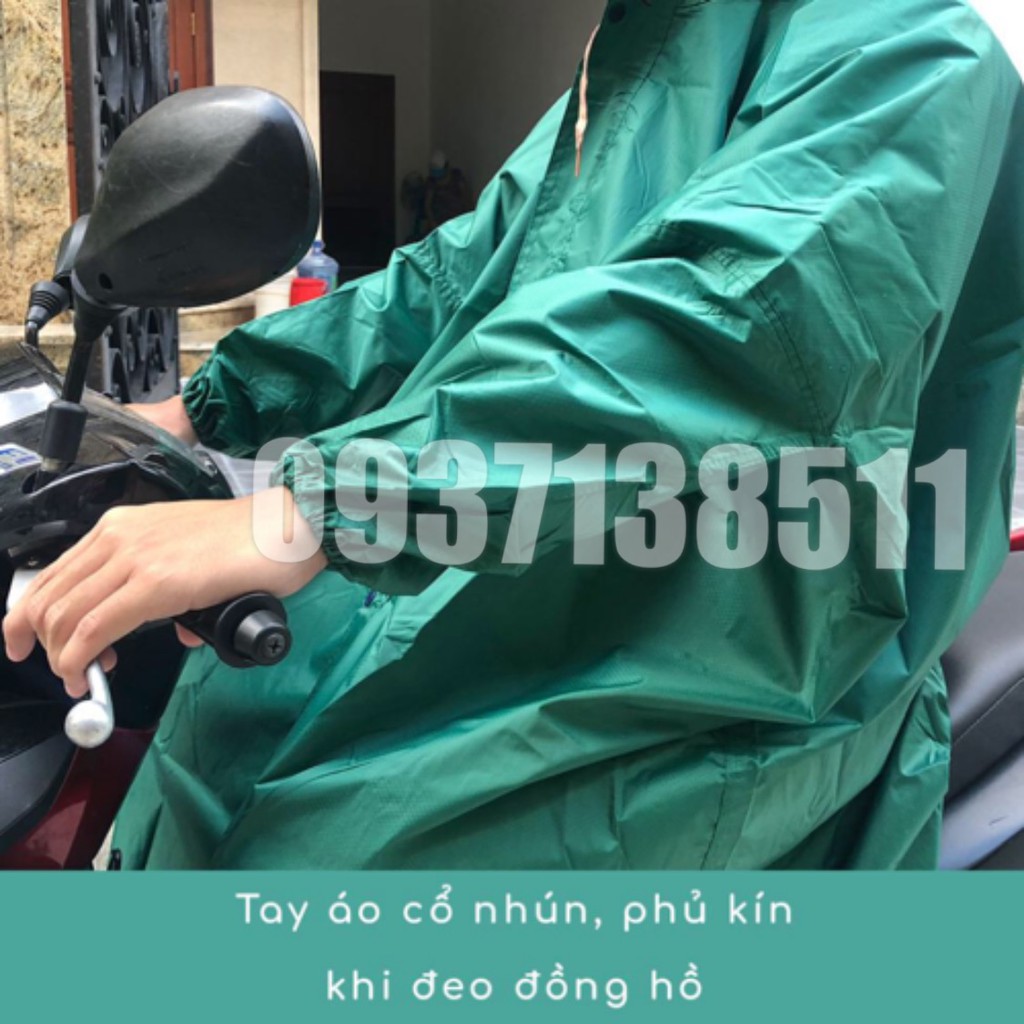 TẶNG KÈM TÚI ĐỰNG - Áo mưa vải dù tổ ong có DÂY KÉO và nút cài phía trước, chống thấm tốt