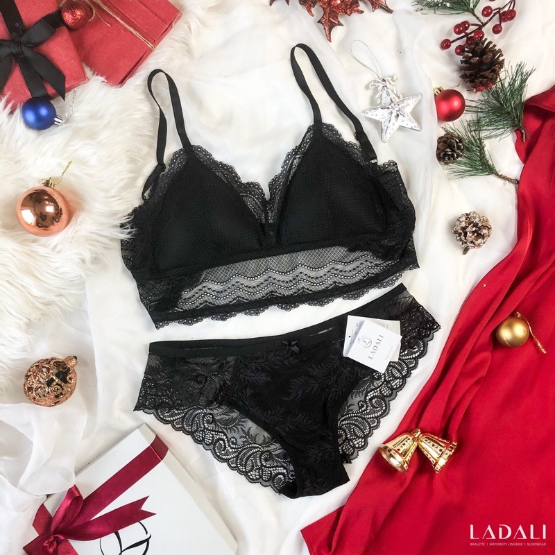 Áo lót croptop hai dây ren khoét lưng không gọng quyến rũ Ladali