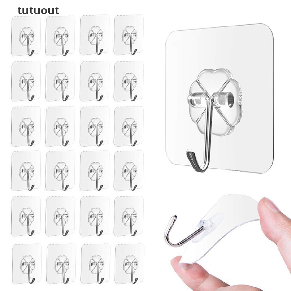 Bộ 10 Móc Treo Tường Tự Dính Chống Dầu Có Thể Tái Sử Dụng