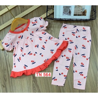 Set 5 bộ tay ngắn quần dài vải xuất xịn cho bé gái