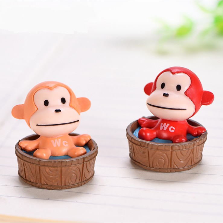 Mô hình khỉ tắm chậu dùng trang trí tiểu cảnh, terrarium, móc khóa, DIY