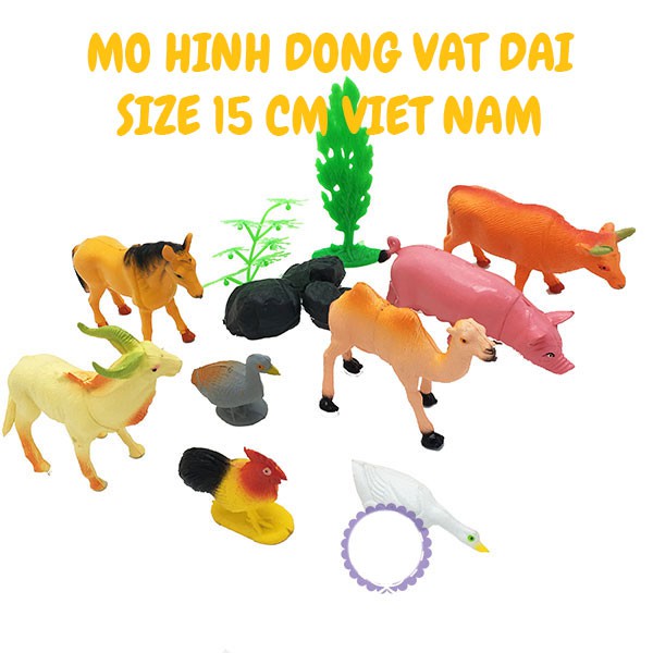 Mô hình động vật các loài con vật ĐẠI bằng nhựa Việt Nam size 15 cm (Đủ Mẫu)