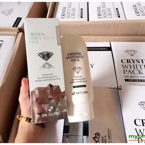 Kem ủ kích trắng da mặt toàn thân 💞𝑭𝒓𝒆𝒆𝒔𝒉𝒊𝒑💖 mỹ phẩm hàn quốc chính hãng 3W CLINIC CRYSTAL WHITE MILKY PACK