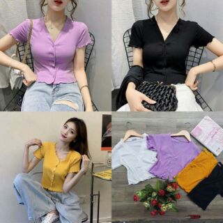 ÁO CROPTOP BA NÚT CUỐN BIÊN QUẢNG CHÂU