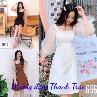 Đầm xoè tay lưới đính ngọc M/L/XL/2XL