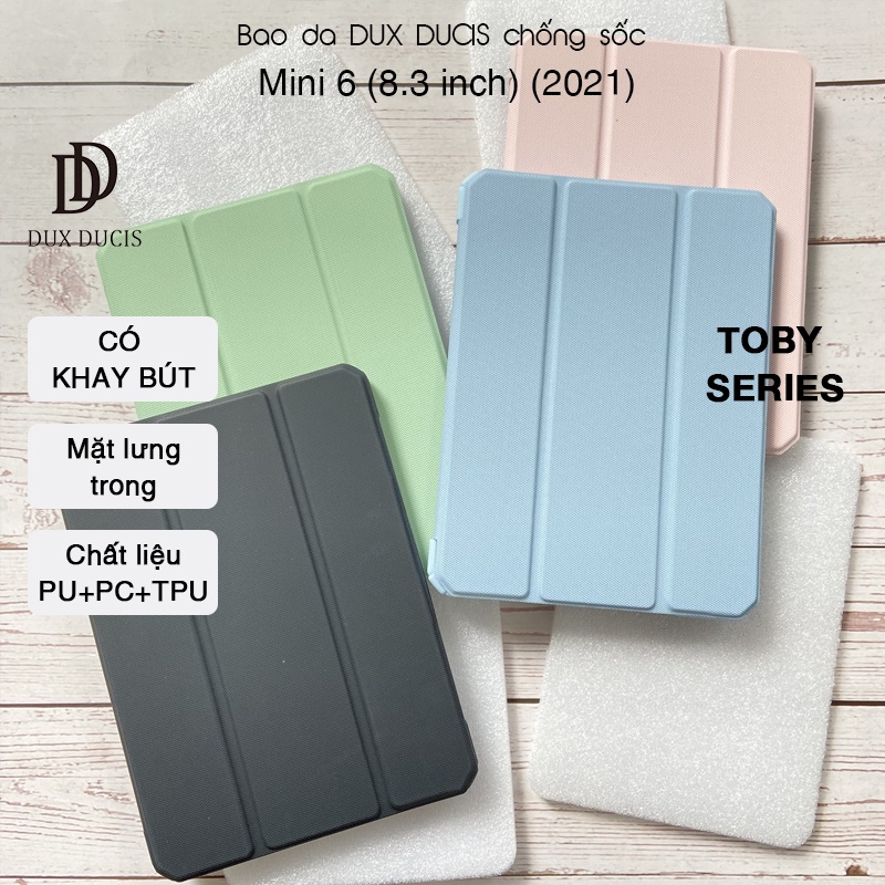 Bao da DUX DUCIS iPad Mini 6    - Mặt lưng trong, Có Khay Đựng Bút - Hồng