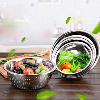 Bộ thau rổ inox 5 món đựng rau củ quả đa năng size 16-26cm, rổ inox nhà bếp cao cấp - trungquanstore