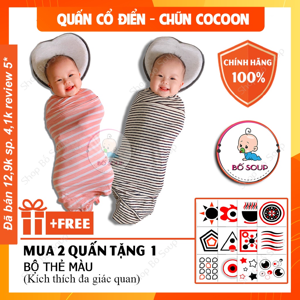 Quấn Chũn Cocoon Chính Hãng, chũn quấn cho bé co dãn 4 chiều giúp bé ngủ sâu giấc không giật mình Shop Bố Soup