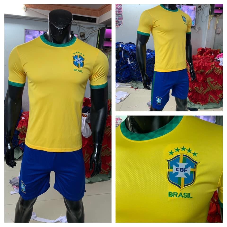 Bộ quần áo bóng đá tuyển Brazil vàng ( bộ quần áo thể thao )