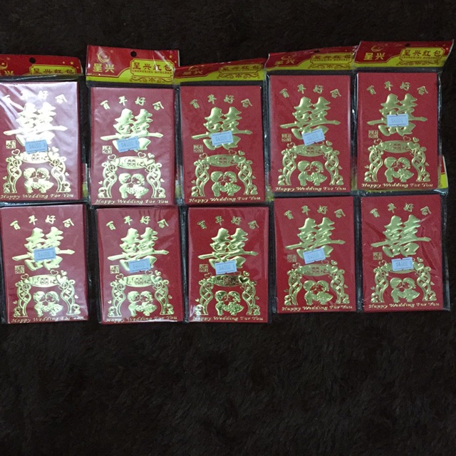DGD662024 - Túi 6 chiếc lì xì Thiệp Mời Đám Cưới Màu Đỏ Cỡ Nhỏ