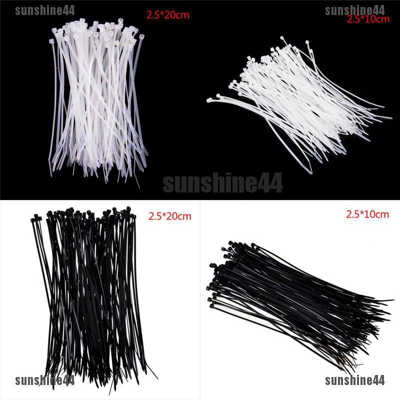 Bộ 100 dây rút nilon tiện dụng màu trắng đen 2.5*10cm/2.5*20cm