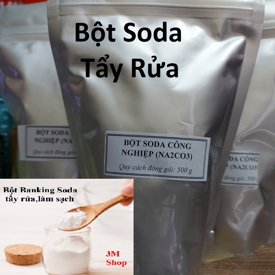 [1kg]Bột Soda Tẩy Rửa Công Nghiệp, Dầu Mỡ Nhà Bếp, Xử Lý Bể Bơi Đóng Gói Túi Zip Bạc