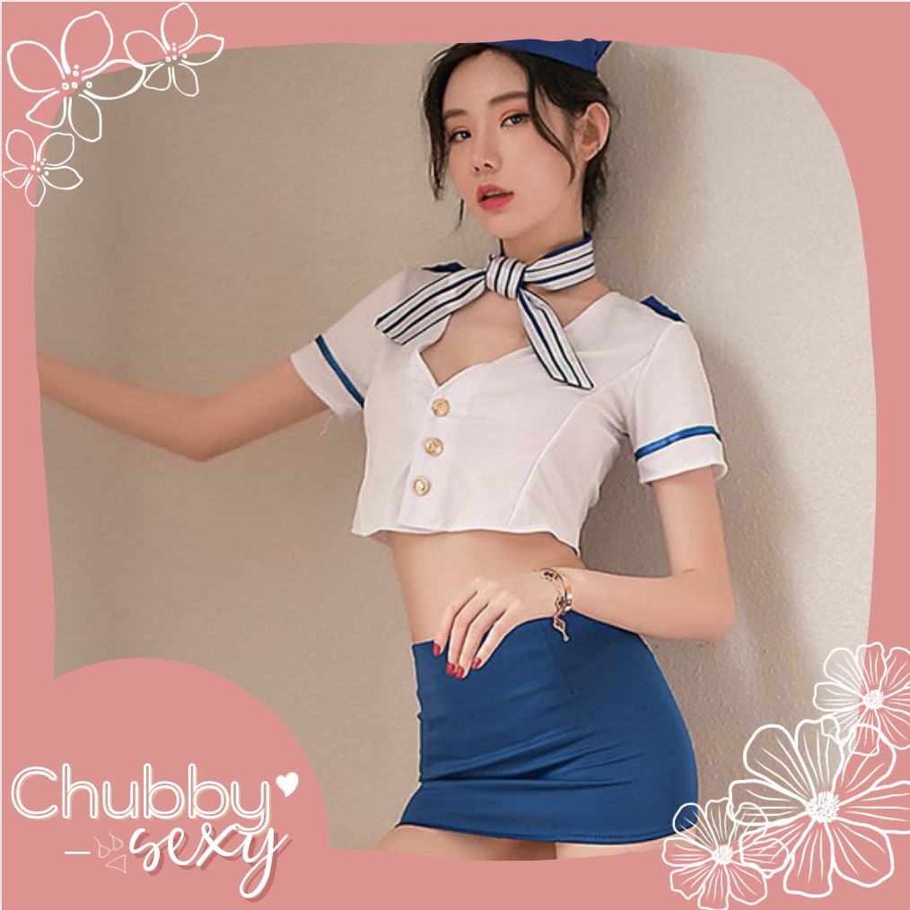 Cosplay Tiếp Viên Hàng Không - Set Đồ Lót Cơ Trưởng Chuyến Bay Sexy Quyến Rũ Gợi Cảm Cực Kỳ Quấn Hút- CPL21- Chubby.Sexy