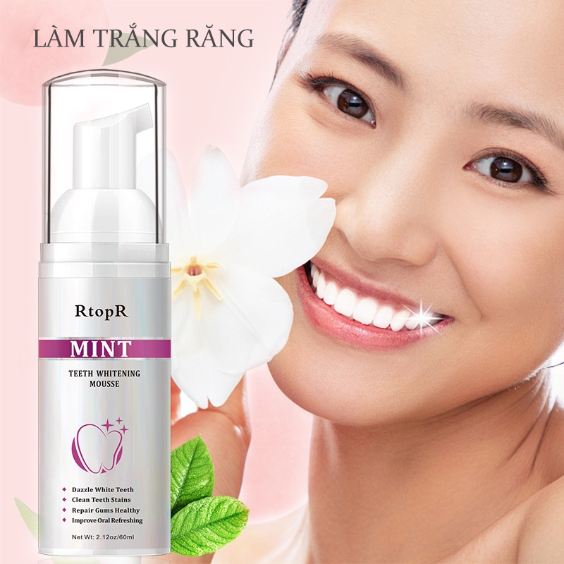 [HCM][KissBeautyShop] RtopR Bọt Trắng Răng Làm Sạch Răng Khử Mùi Hôi Miệng Làm Trắng Răng Làm Trắng Răng 60ml KB-RR044