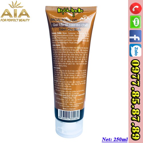 Mỹ Phẩm AIA - Gel kỳ tế bào chết dành cho Body tinh chất hạt cà phê (250ml)