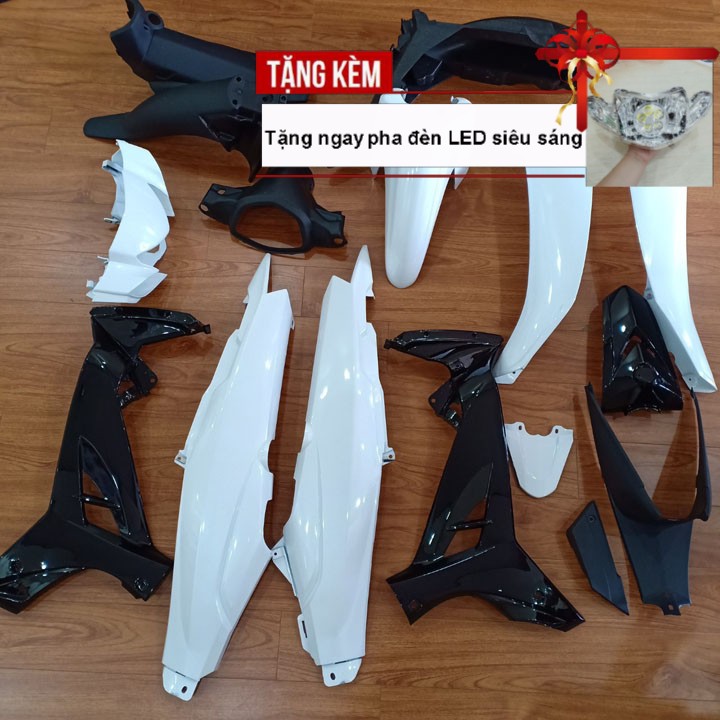 Dàn áo xe SIRIUS màu TRẮNG phanh CƠ , nhựa ABS nguyên sinh cao cấp - TẶNG NGAY PHA ĐÈN BÓNG LED CỰC SÁNG