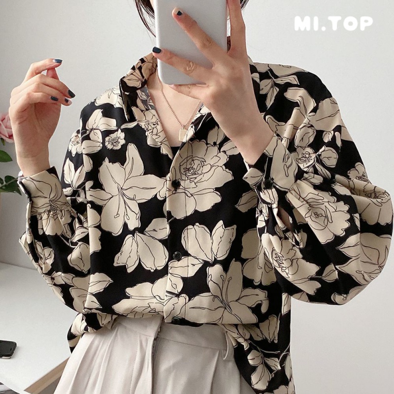 Áo Sơ Mi Tay Dài Dáng Rộng In Hoa Kiểu Retro Thời Trang Mùa Hè Cho Nữ
