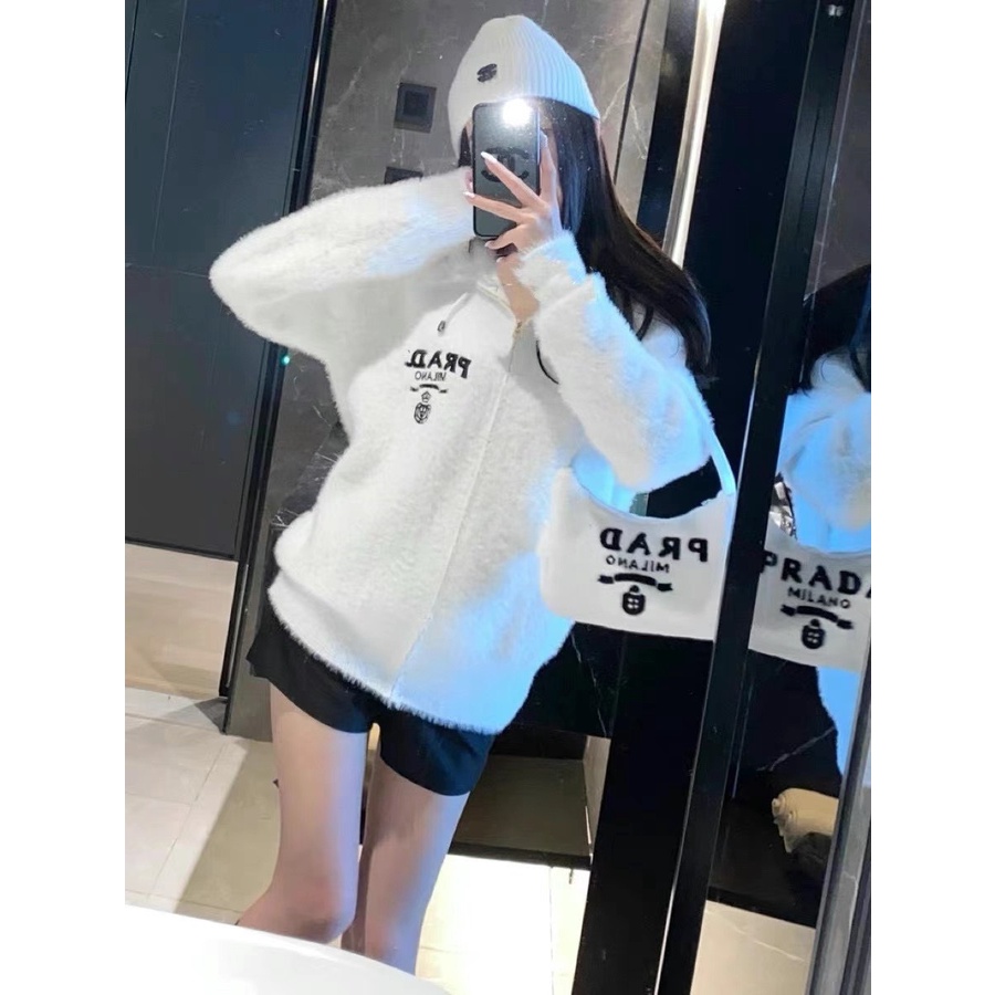 Áo hoodie mũ Par khóa mũ áo khoác ngoài nữ