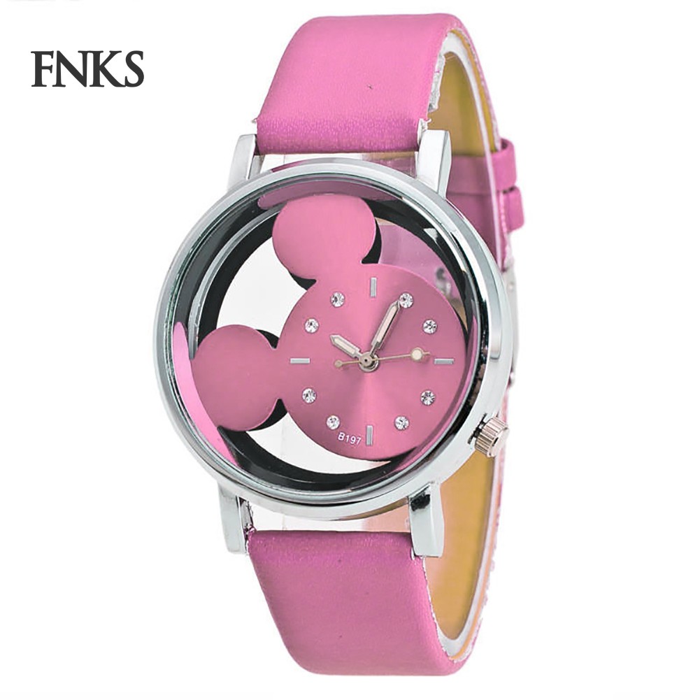 Đồng hồ kim họa tiết chuột Mickey dây đeo giả da dễ thương cho bé | BigBuy360 - bigbuy360.vn