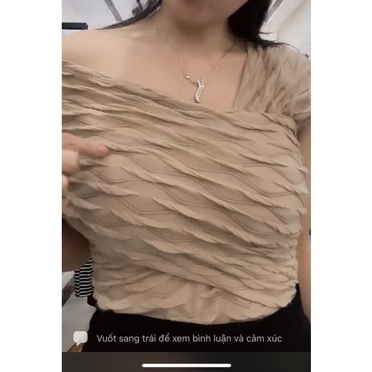 Áo lệch vai xốp nhăn phong cách Hàn Quốc ( Freeship) | BigBuy360 - bigbuy360.vn