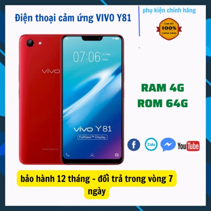 [Giá Hủy Diệt ] Điện thoại Vivo Y81 Bộ nhớ 4/64G mới Chính Hãng - Chơi game mượt zalo/fb tiktok cực êm MSP 021