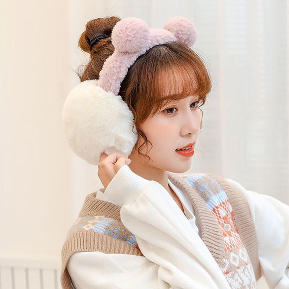Chụp Tai Giữ Ấm Mềm Mại Màu Trơn Phong Cách Hàn Quốc Cho Nữ