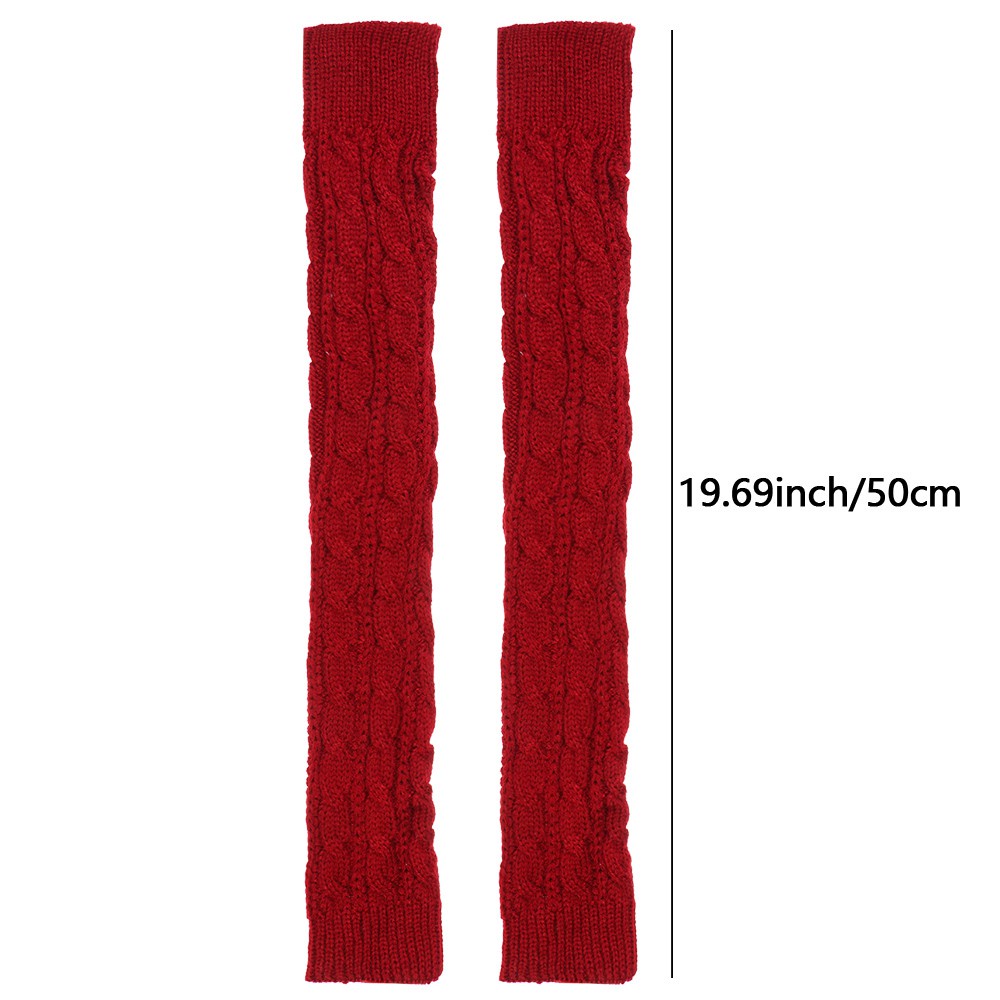 Găng Tay Len Dài 50cm Hở Ngón Phối Nút Thời Trang Thu Đông Cho Nữ