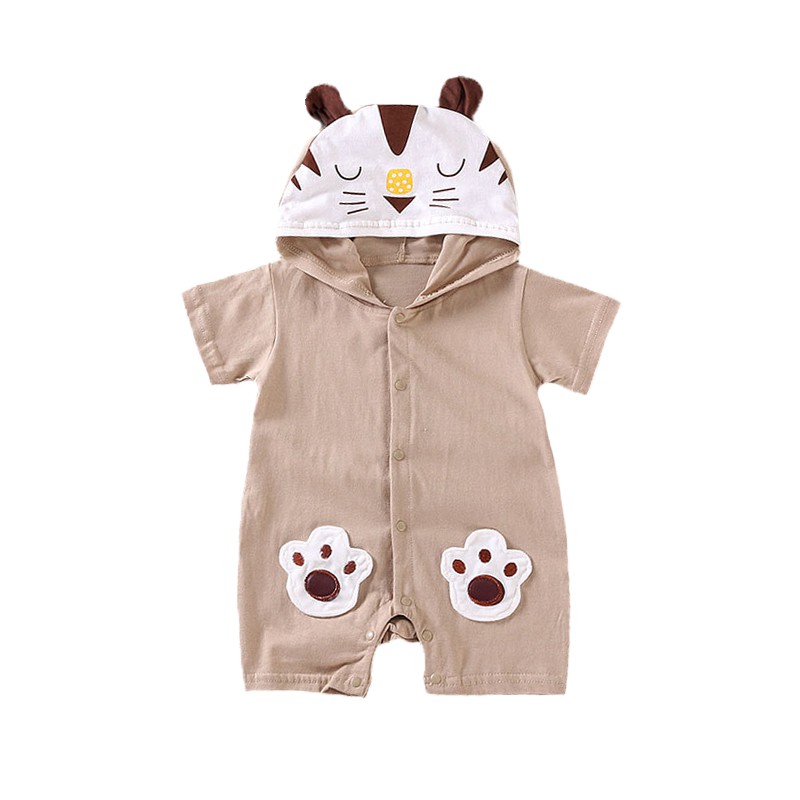 Bộ body hình thú bé trai bé gái Mario Store bodysuit có mũ cho bé họa tiết đáng yêu chất cotton hàng xuất khẩu