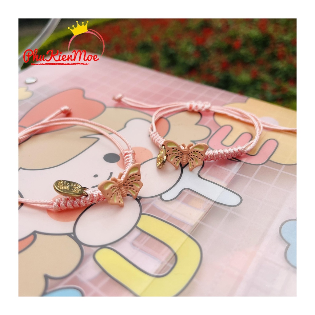 Vòng tay dây rút hình con bướm dễ thương handmade