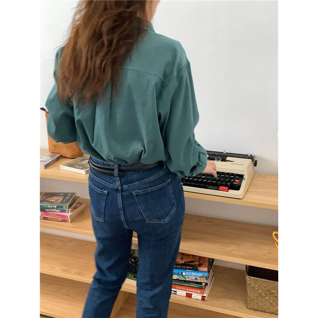 Áo Sơ Mi Dài Tay Trơn Màu Sắc Xinh Xắn Dễ Phối Đồ 47459