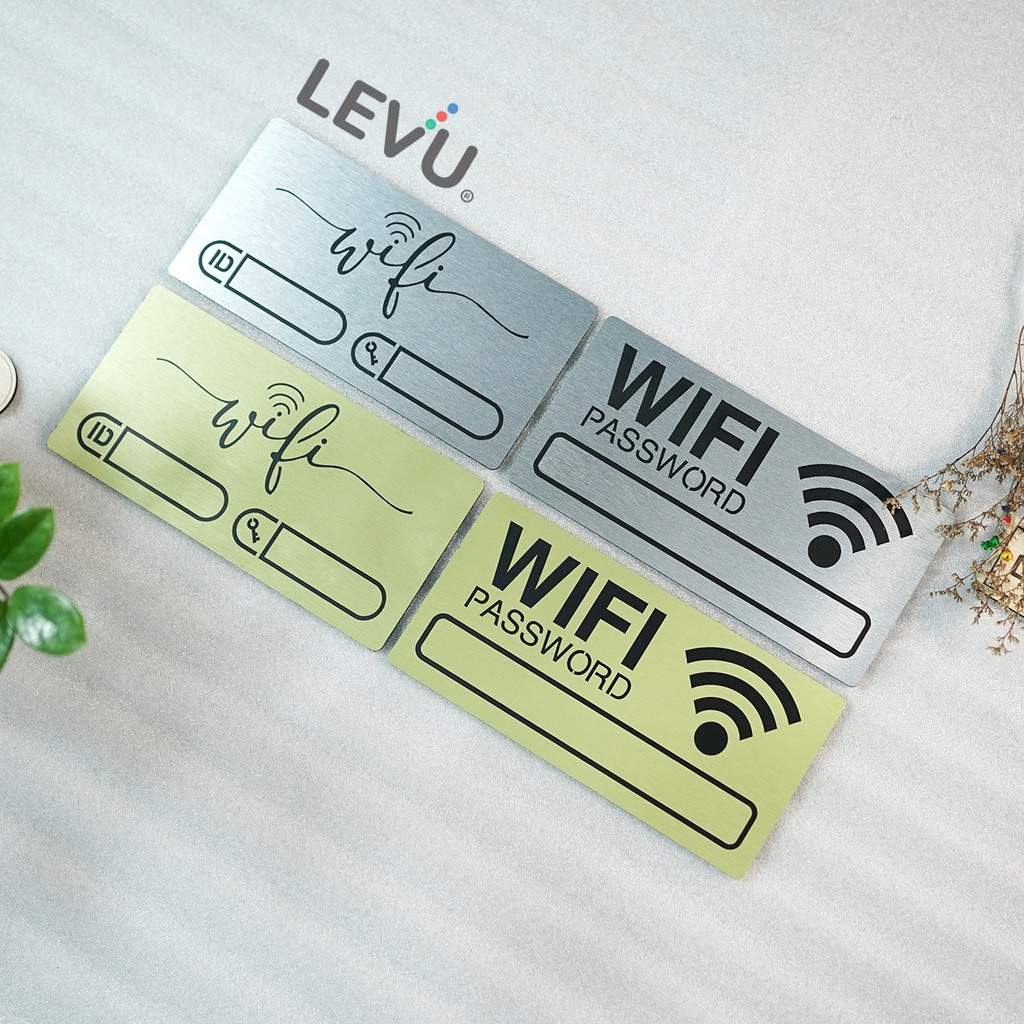 Bảng Wifi decor ghi thông tin wifi bằng nhôm alu cao cấp dán tường trang trí Sbtech 12x24cm
