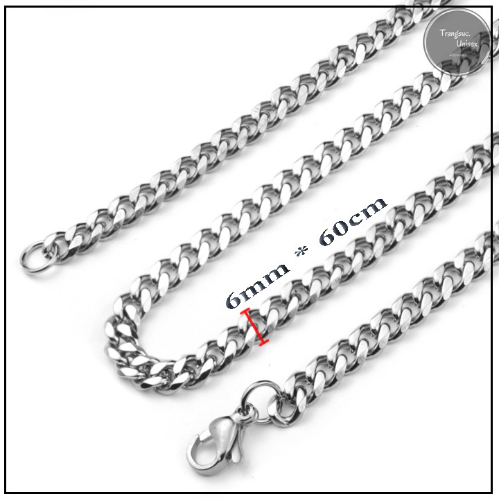 Dây chuyền nam INOX 6mm kiểu lặc đơn vát cạnh - DN062