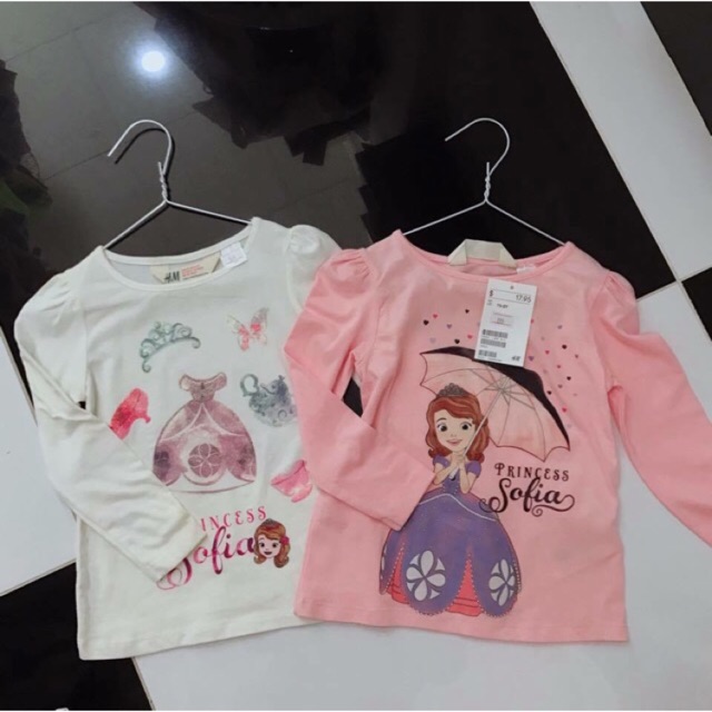(SALE OFF size nhí 1/2-2Y, 2-4Y) Áo thun cotton Elsa Anna H&M nhập Mỹ