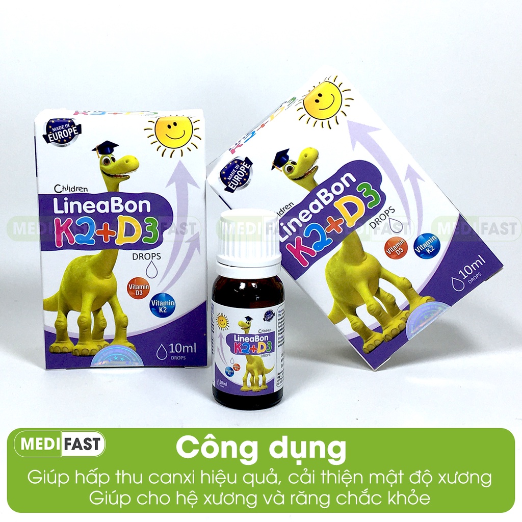 Lineabon bổ sung K2 và D3 - giúp hấp thụ canxi hiệu quả - giúp xương chắc khỏe, trẻ cao lớn - có tem tích điểm đổi quà