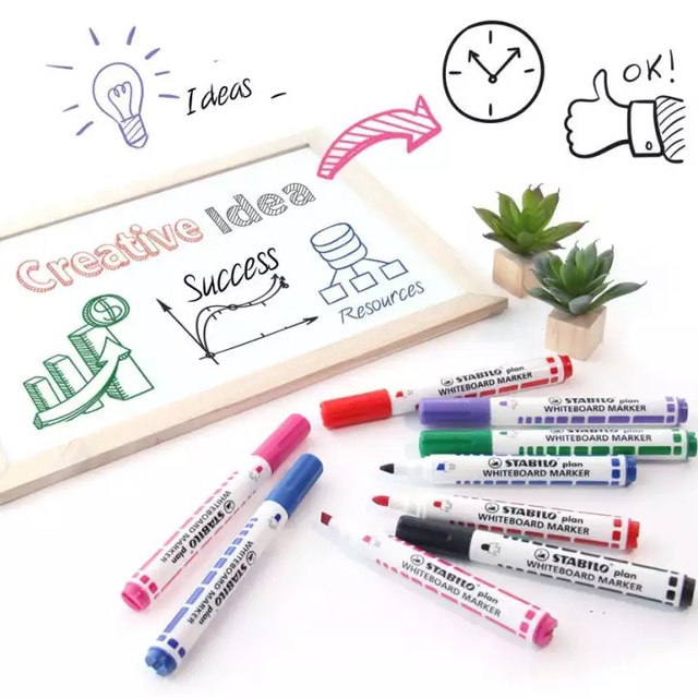 Bút viết bảng STABILO plan WHITEBOARD MARKER WM641 (Xanh, Đen, Đỏ, Tím, Hồng, Xanh lá)