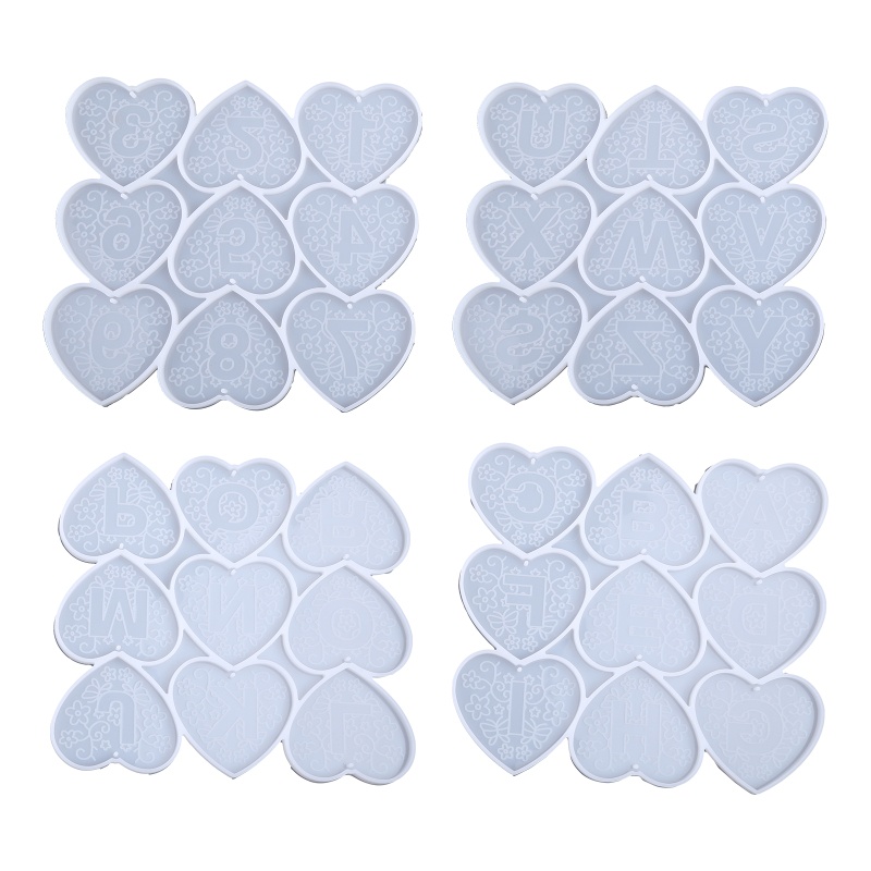 Sa Khuôn Silicon Làm Móc Khóa / Bông Tai DIY Hình Trái Tim / Chữ Cái Tiếng Anh