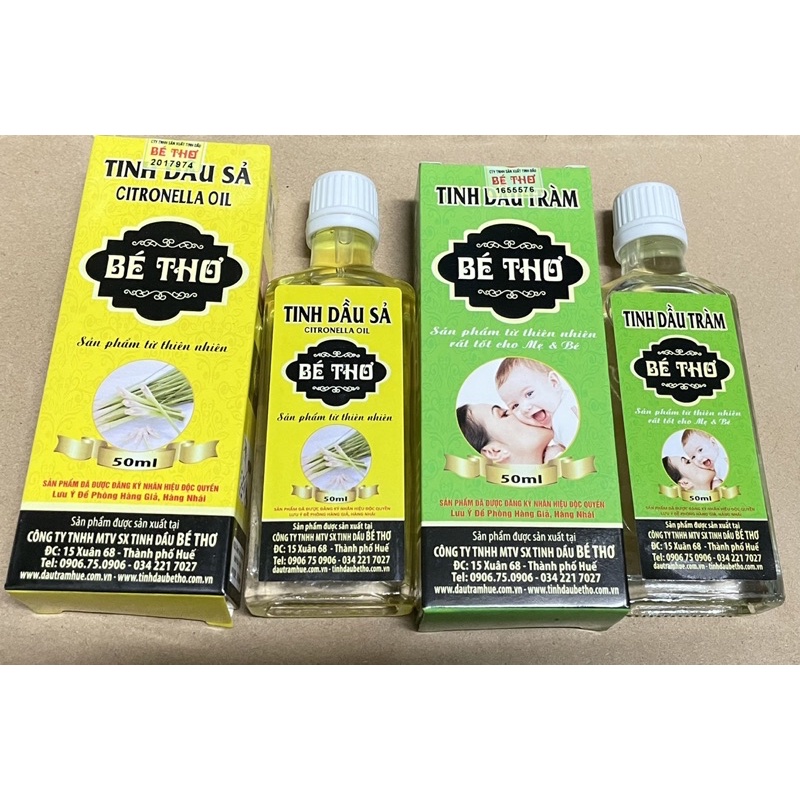 TINH DẦU SẢ, TINH DẦU TRÀM BÉ THƠ CHAI 50 ML 2 MÙI