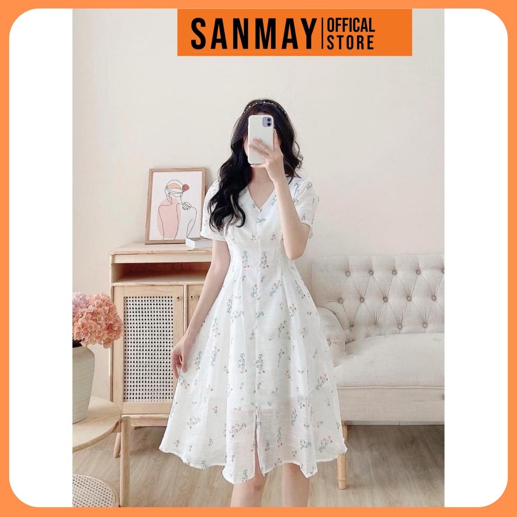 Váy Hoa Nhí Vintage SANJOLI Đầm Dự Tiệc Cưới Nữ Vải Voan Dáng Dài thiết kế kiểu Hàn Quốc cao cấp, đi chơi công sở VD047 | BigBuy360 - bigbuy360.vn