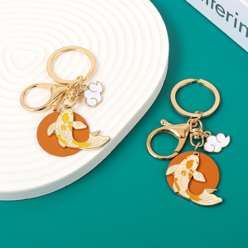Móc khóa QIHE JEWELRY hình cá koi may mắn 4 màu tùy chọn làm quà tặng cho bạn bè