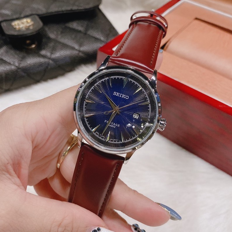 Đồng hồ Nam Seiko mặt xanh, full box, thẻ bào hành 12 tháng