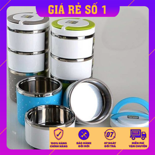 Hộp cơm giữ nhiệt 3 tầng inox 2 lớp chống gỉ.