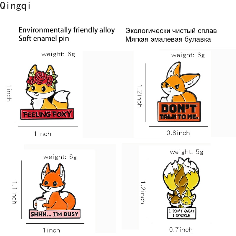 Ghim cài áo Miss Zoe tráng mèn hình chú cáo hoạt hình vui nhộn