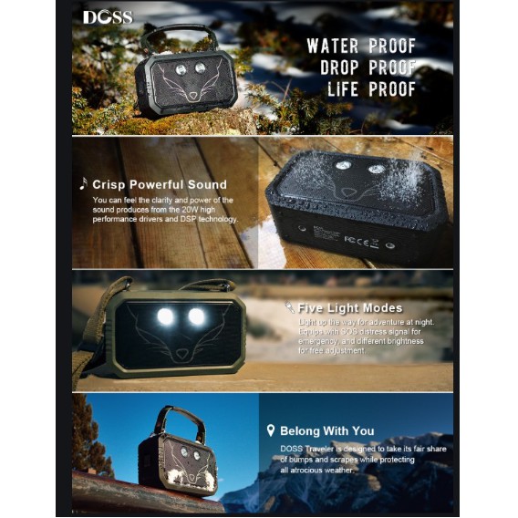 Loa DOSS Traveler IP66 Waterproof speaker Built-in DSP for Bold Sound