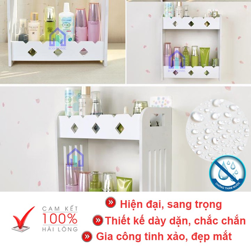 Kệ nhà tắm 2 tầng kiểu dáng Hàn Quốc để đồ trong phòng tắm [ CHỐNG THẤM NƯỚC]  IHT-02 - Ico Home