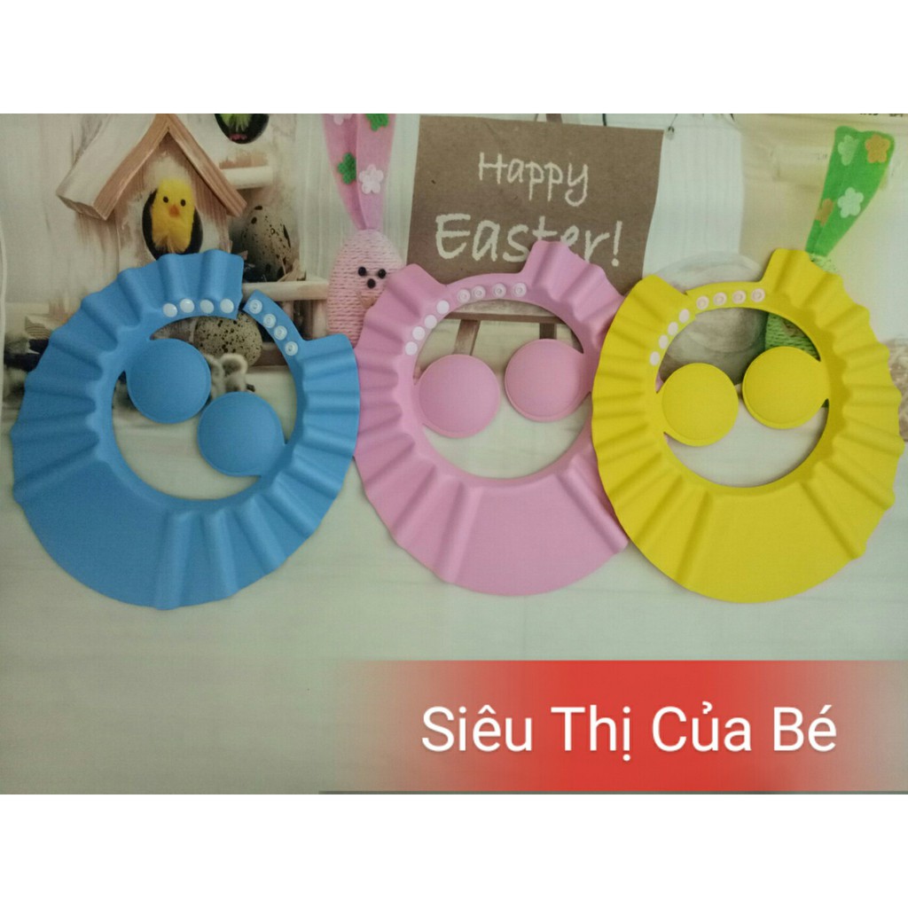 Mũ xốp chắn nước gội đầu cho bé có màng che tai