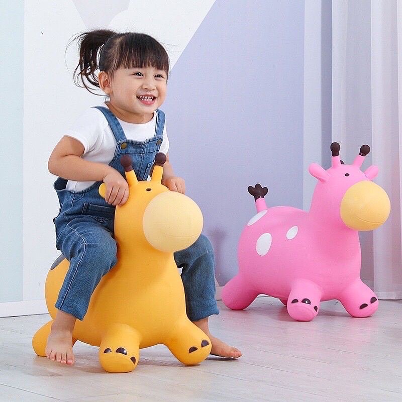 Thú Nhún Cho Bé Bò Sữa, Thú Nhún Cao Su Cao Cấp Bền Bỉ An Toàn Cho Bé Từ 1-5 Tuổi