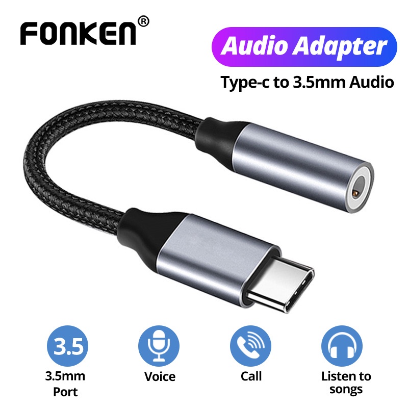 Dây cáp chuyển đổi FONKEN đầu cắm USB Type C sang đầu cắm âm thanh AUX 3.5mm