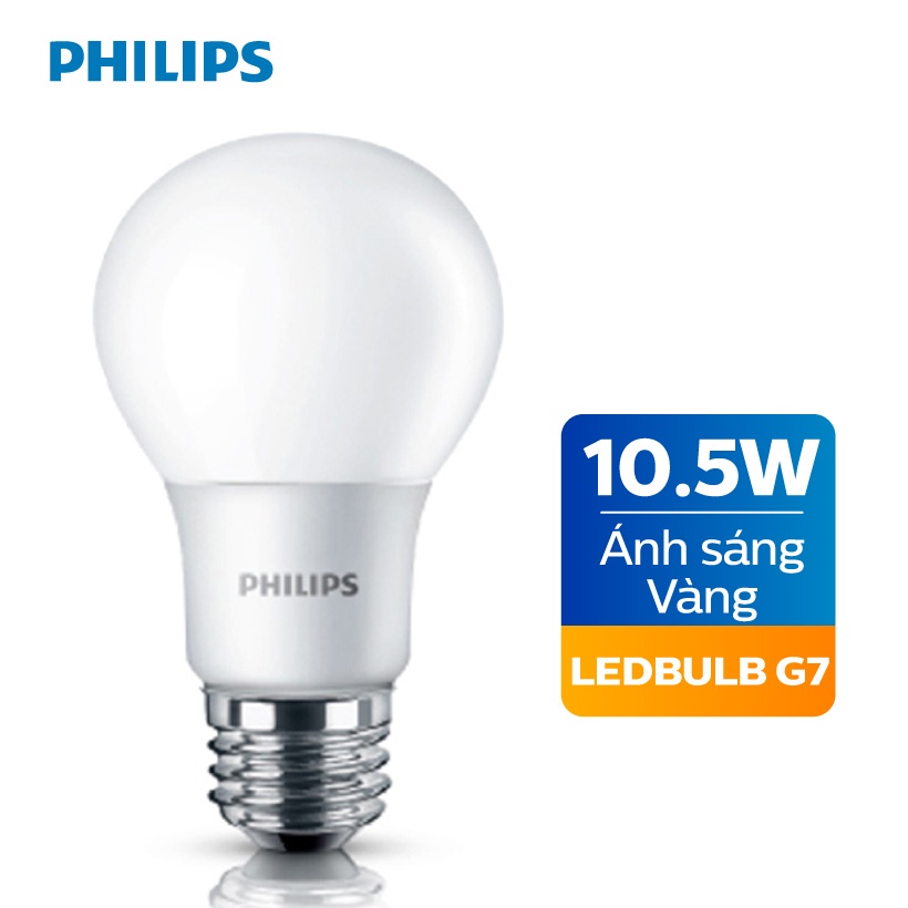 SP KHÔNG VỎ HỘP - Bóng đèn LED Philips 10.5W siêu sáng tiết kiệm điện 3000K E27 A60 - Ánh sáng vàng